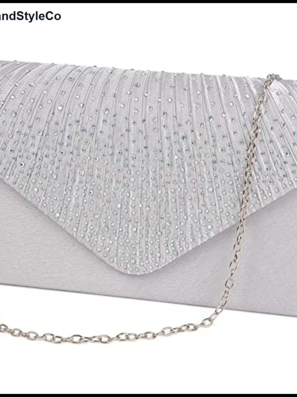 Satin Clutch Evening Bag Pleated Rhinestone Crossbody Formal Wedding Purse